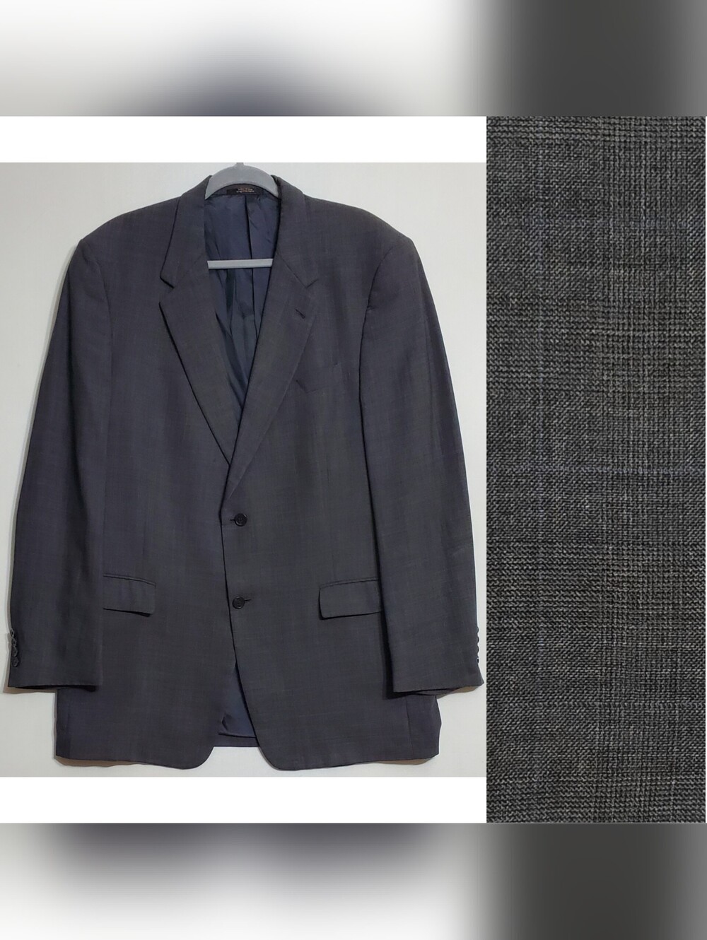 Hart Schaffner Marx 44L 2 buttons wool blazer jacket gray notch lapel academia